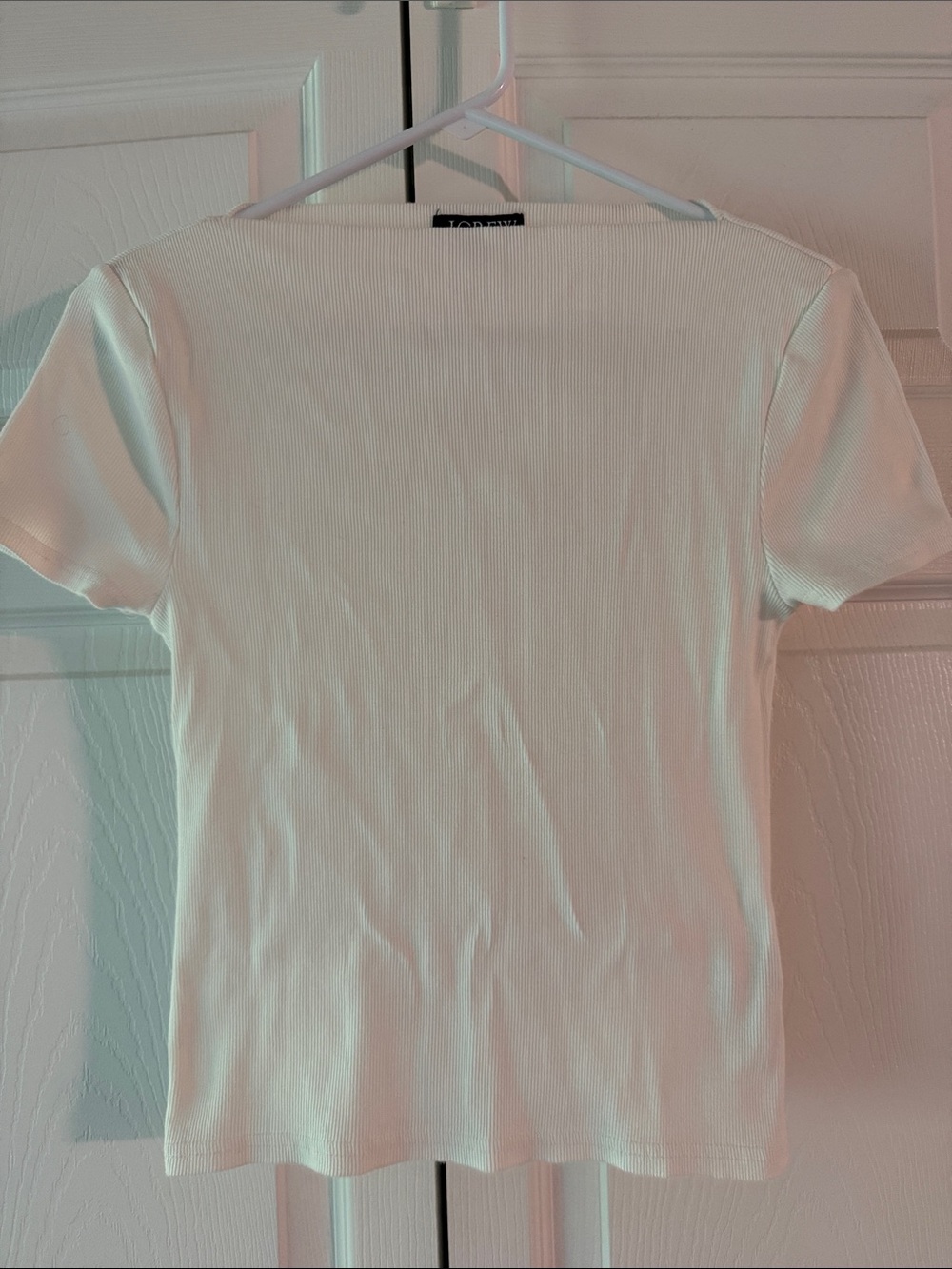 J. Crew Ivory Ribbed Short Sleeve Tee